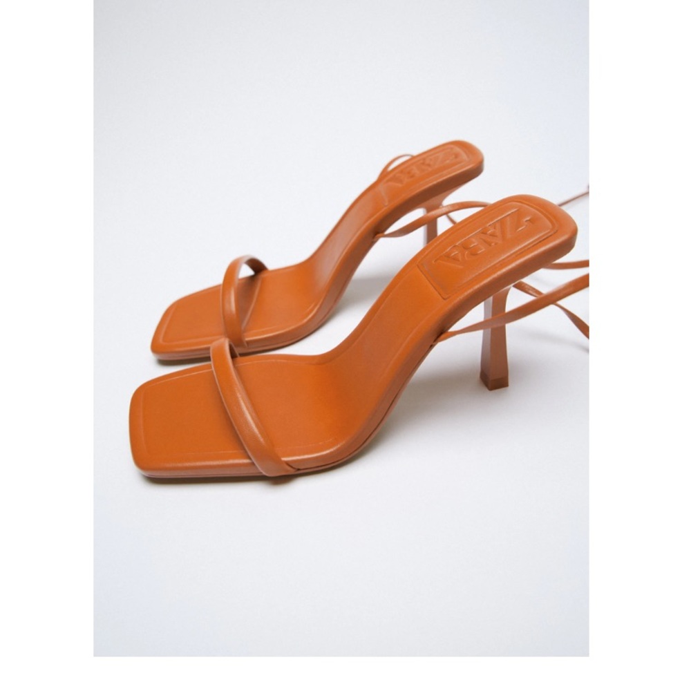 Zara tie leather heels